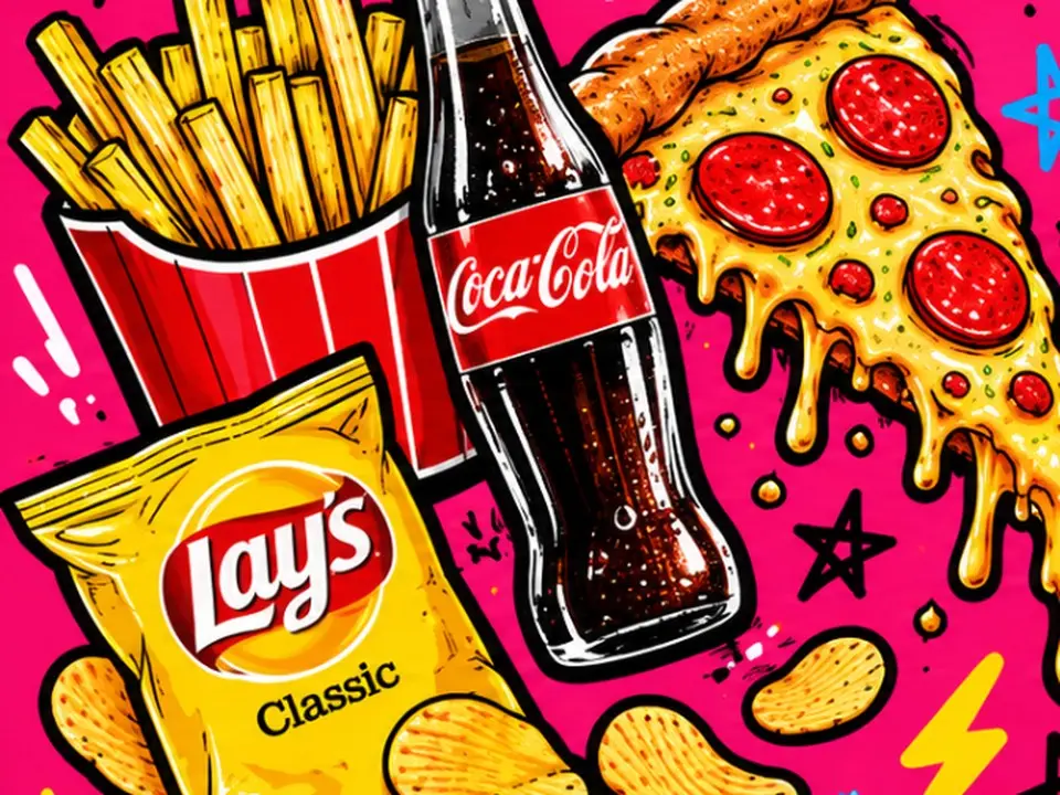 Pizza, Pommes, Cola und Chips bei Levi in Leipzig